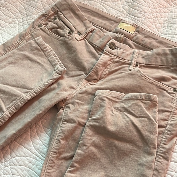 MOTHER The Looker Velvet Pant Jean Mauve Pink Size 27 Skinny Ankle Crop - Picture 4 of 14
